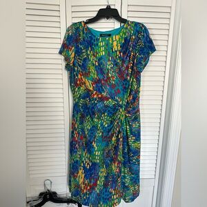 Ellen Tracy Colorful Abstract Print Dress size 16
